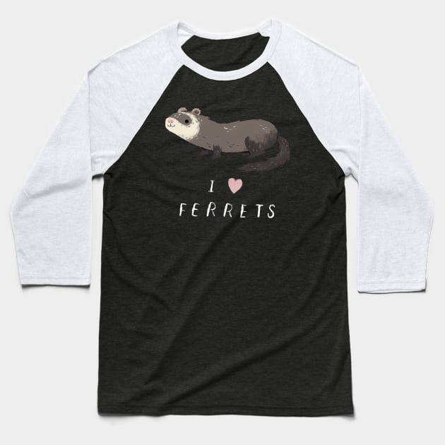 i love ferrets shirt / i heart ferrets shirt Baseball T-Shirt by Louisros